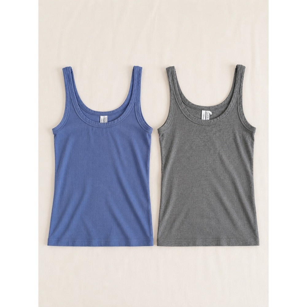 & Other Stories Stockholm Atelier Ribbed Tank Top Set Blue Grey US L P/N Capsule